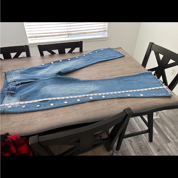 Plus size Light wash bell bottoms/wide flare, metal button detail down the leg - Picture 14 of 16